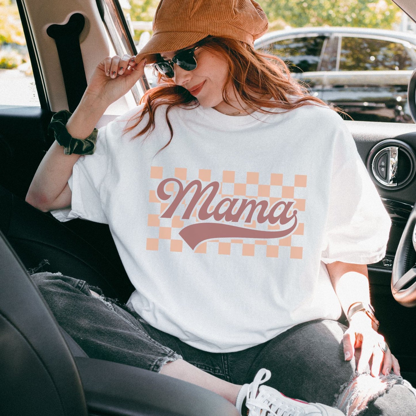 Mama Retro Checkered T-Shirt