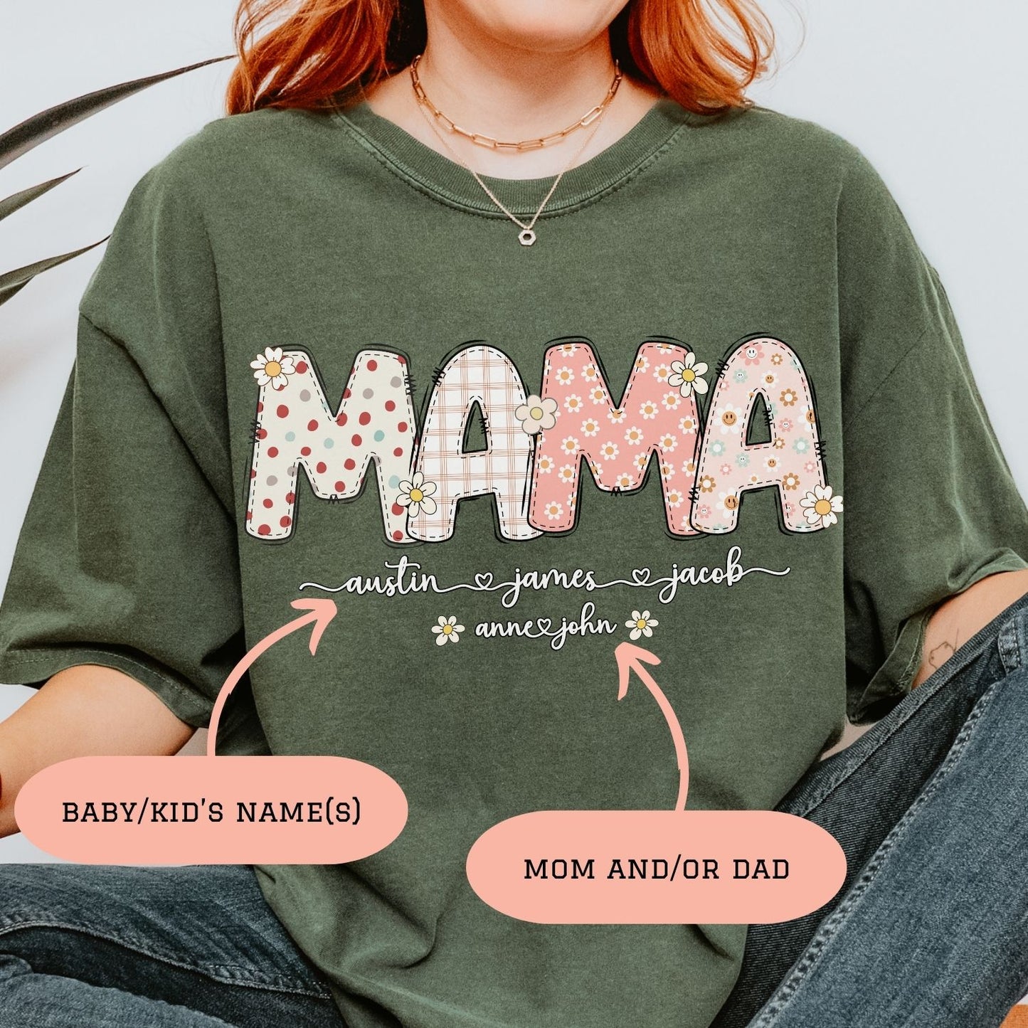 Personalized MAMA Floral T-Shirt