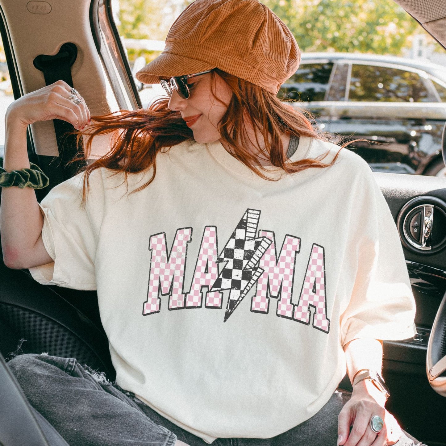 Retro Checkered Mama T-Shirt