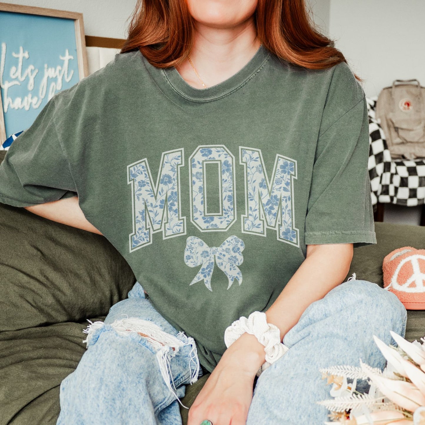 Mom Chinoiserie Blue Coquette T-Shirt