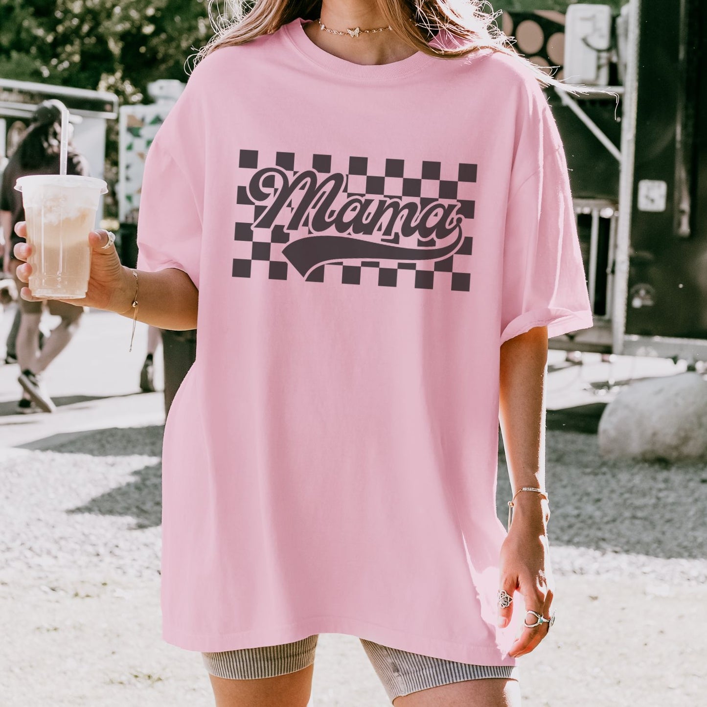 Mama Retro Checkered T-Shirt