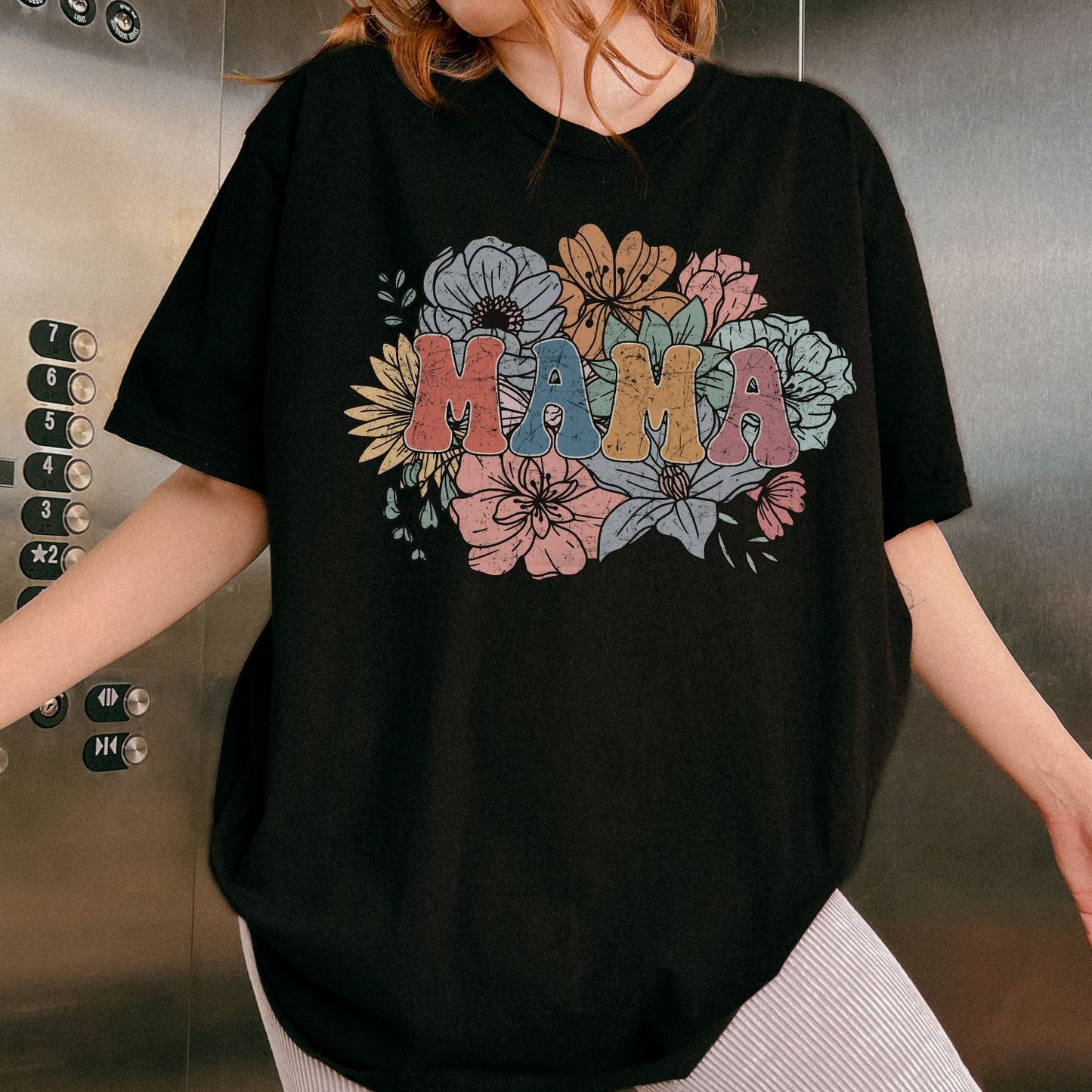 Retro Floral Mama T-Shirt