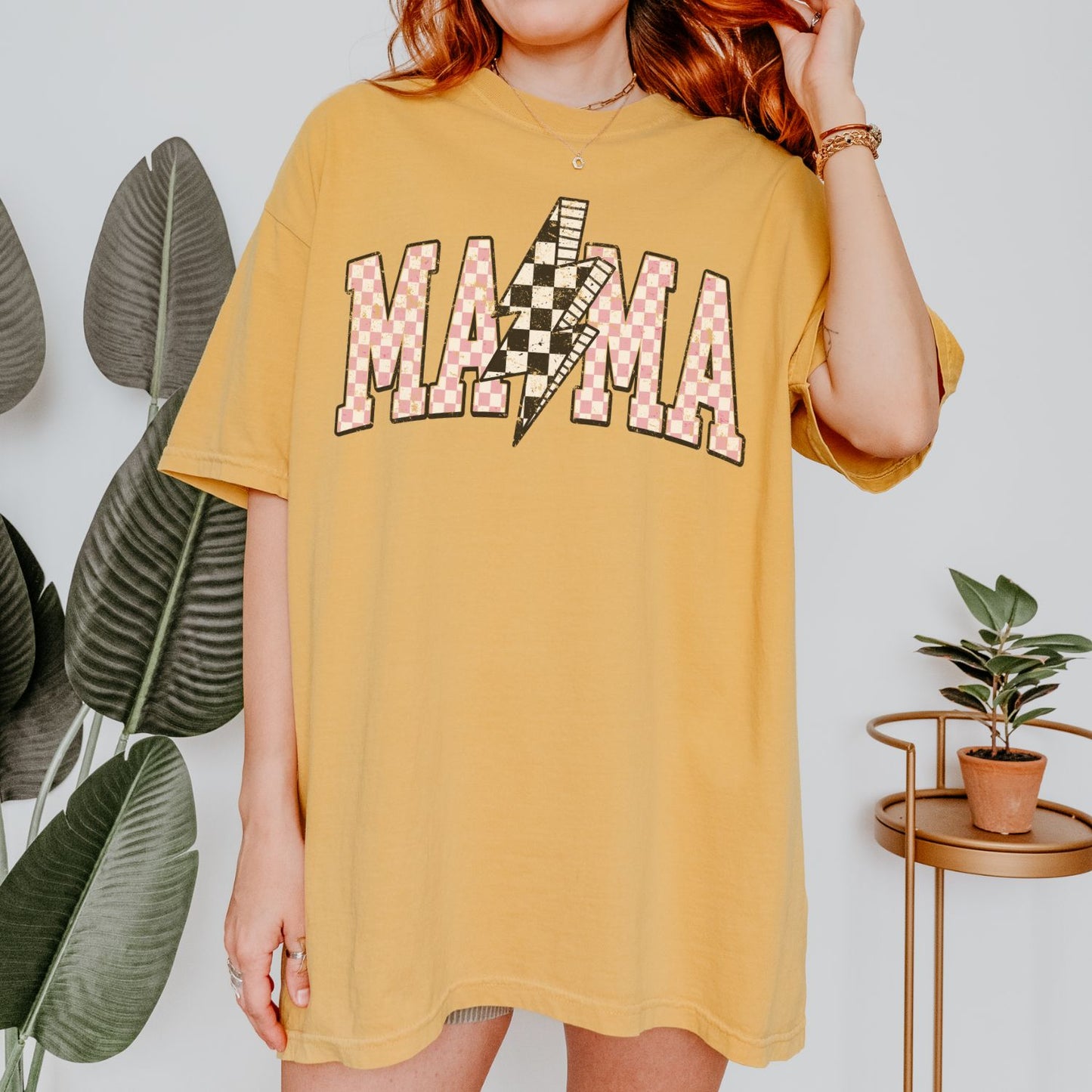 Retro Checkered Mama T-Shirt