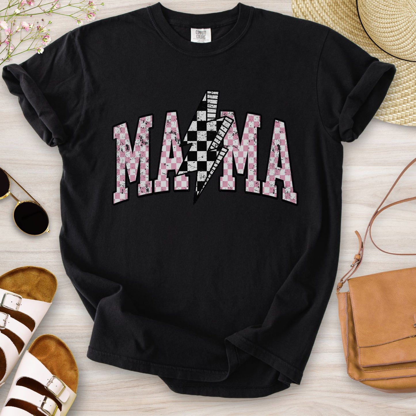 Retro Checkered Mama T-Shirt