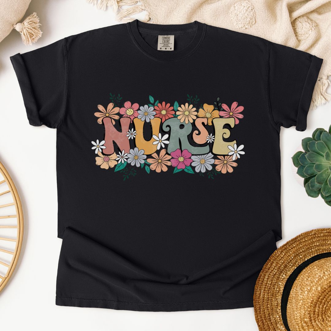 Nurse Retro Floral T-Shirt