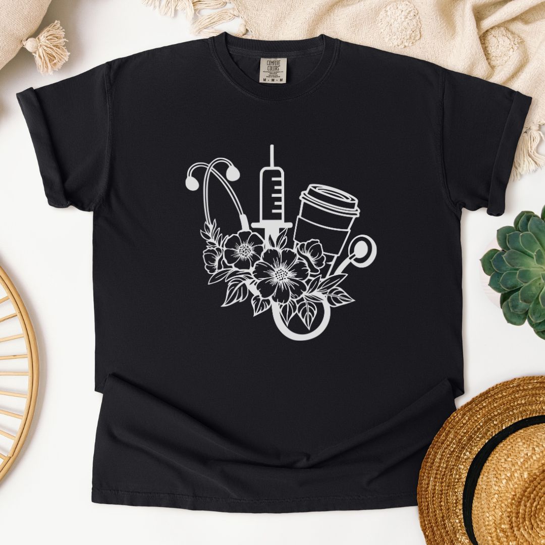 Nurse Coffee Floral T-Shirt