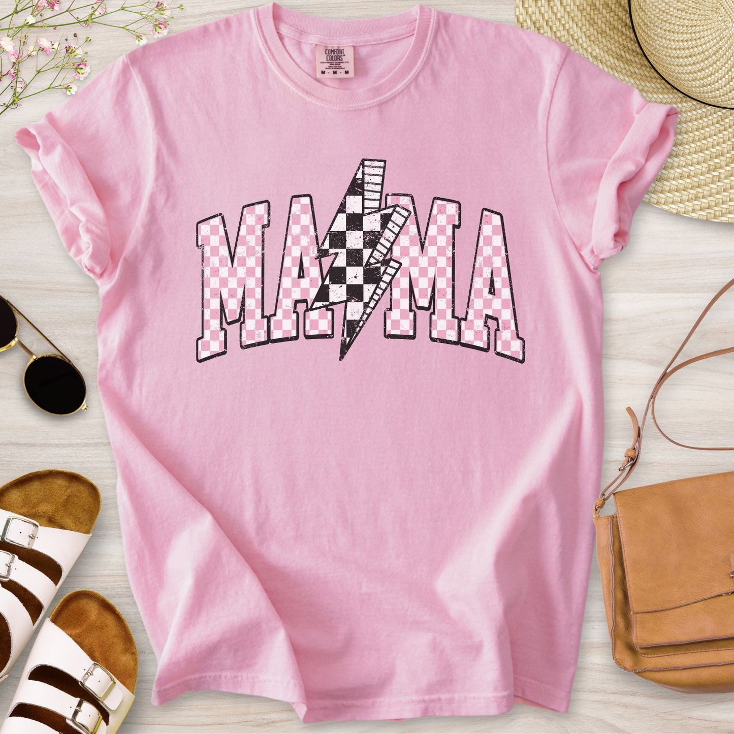 Retro Checkered Mama T-Shirt