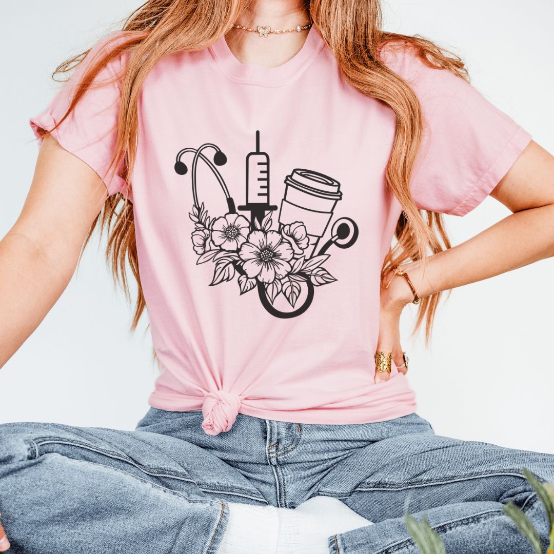 Nurse Coffee Floral T-Shirt