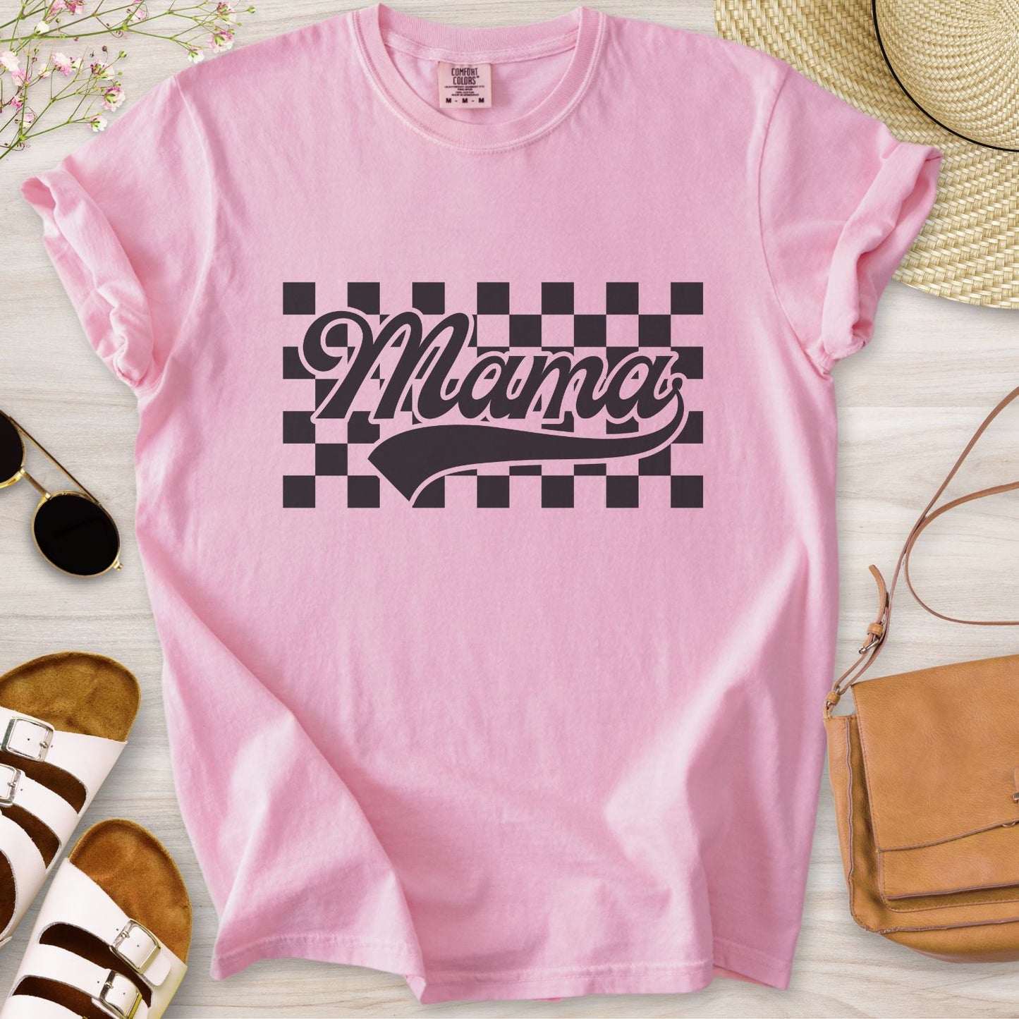 Mama Retro Checkered T-Shirt
