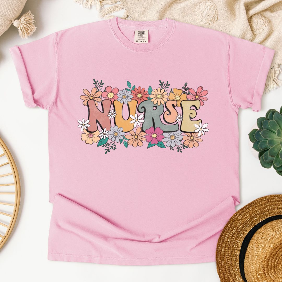 Nurse Retro Floral T-Shirt