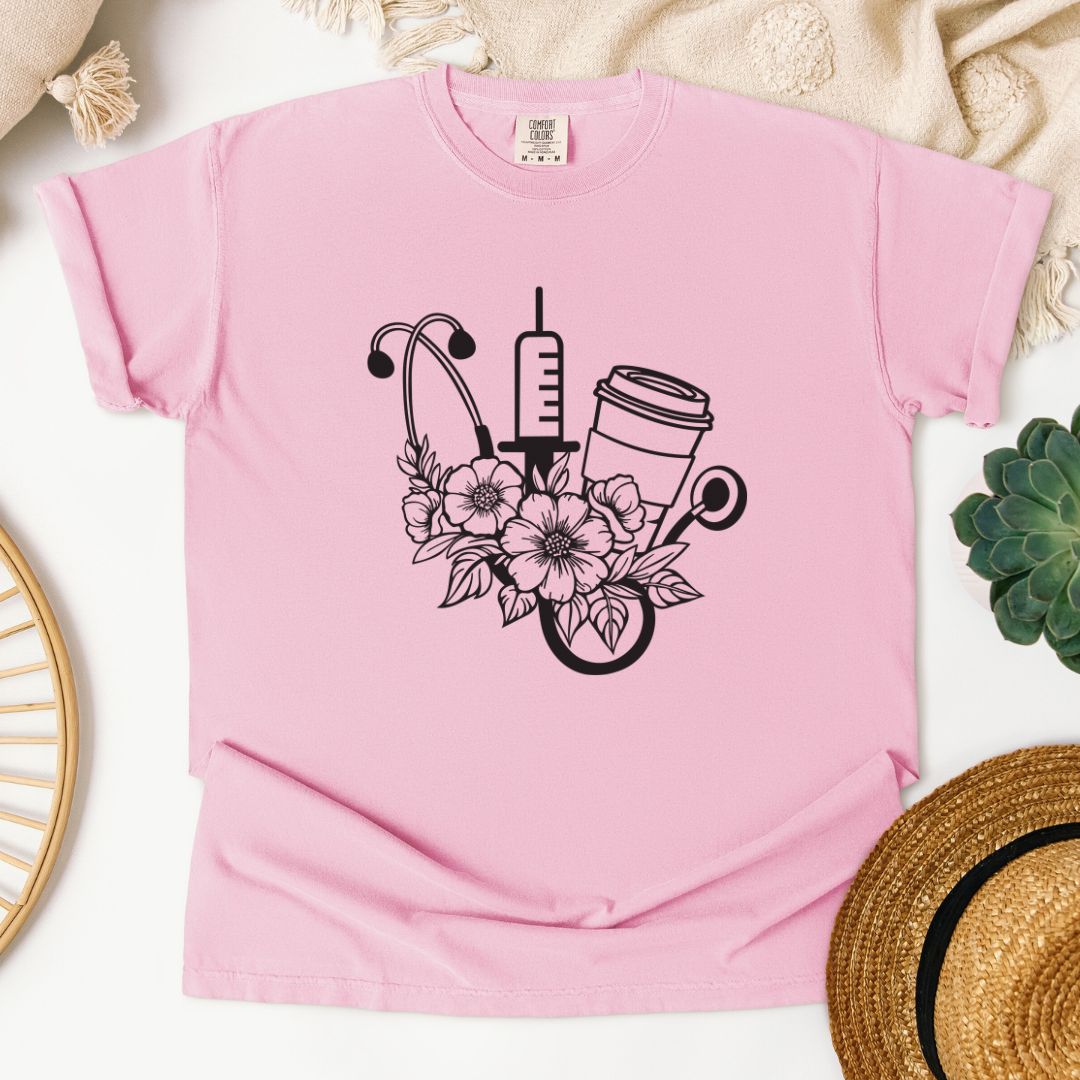 Nurse Coffee Floral T-Shirt