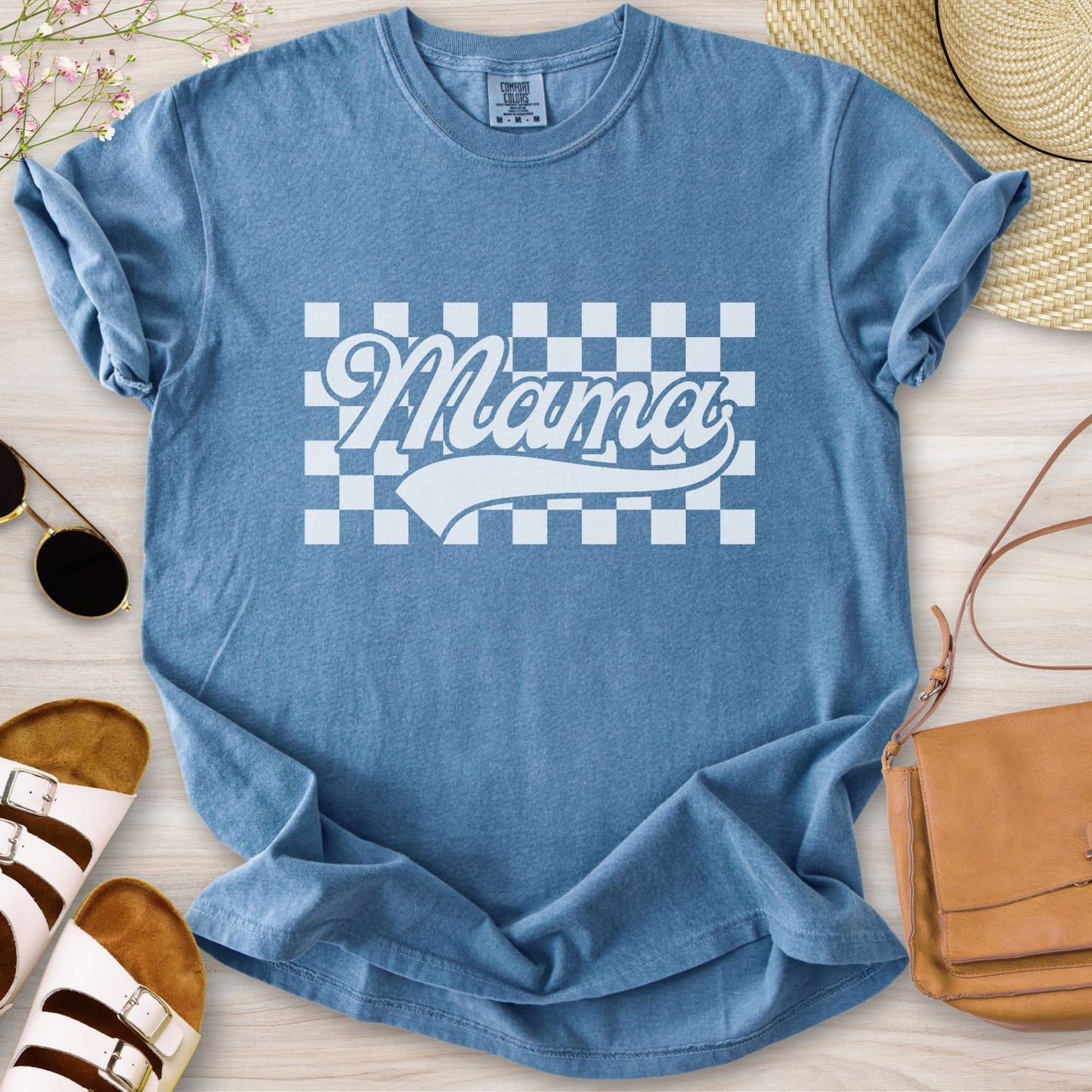 Mama Retro Checkered T-Shirt