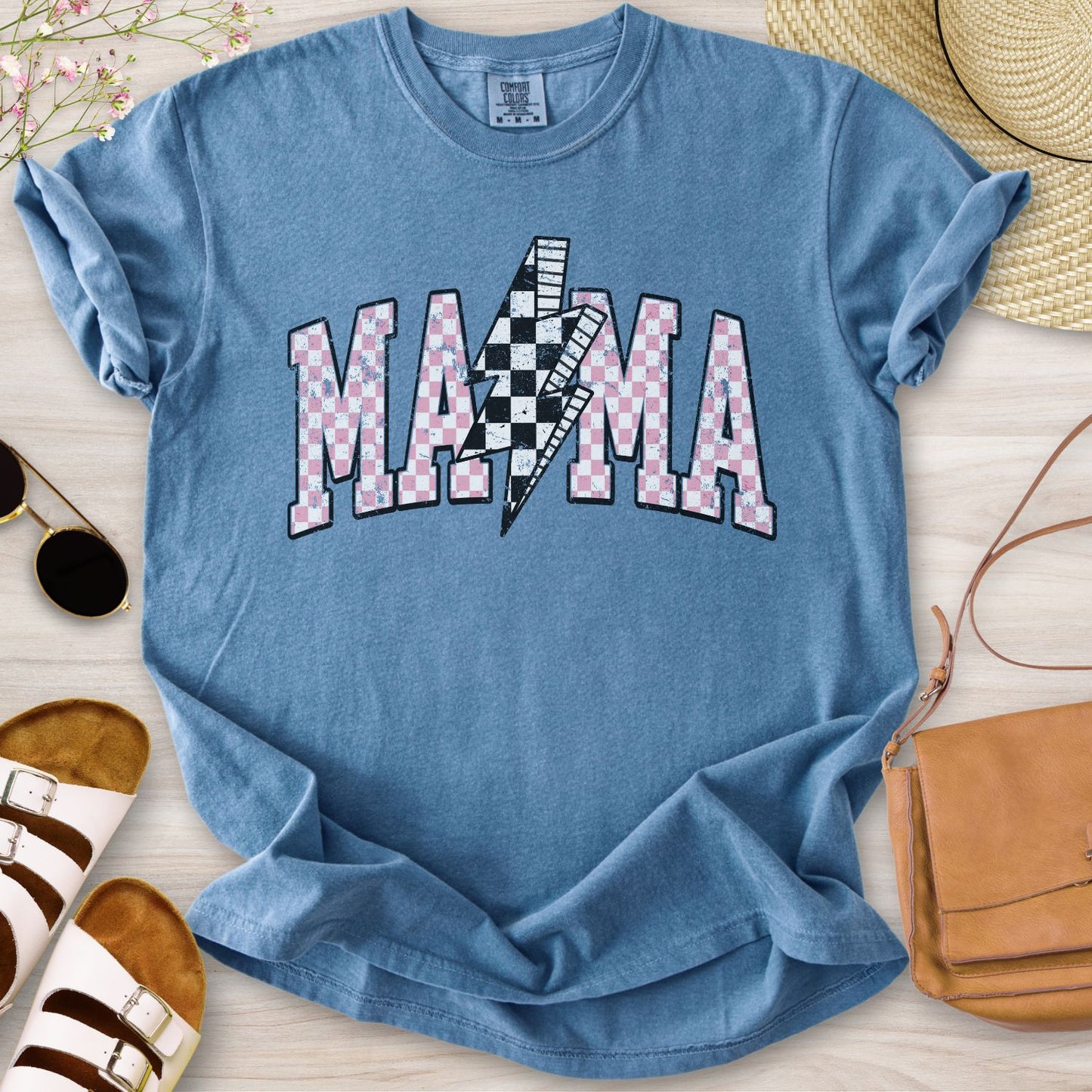 Retro Checkered Mama T-Shirt