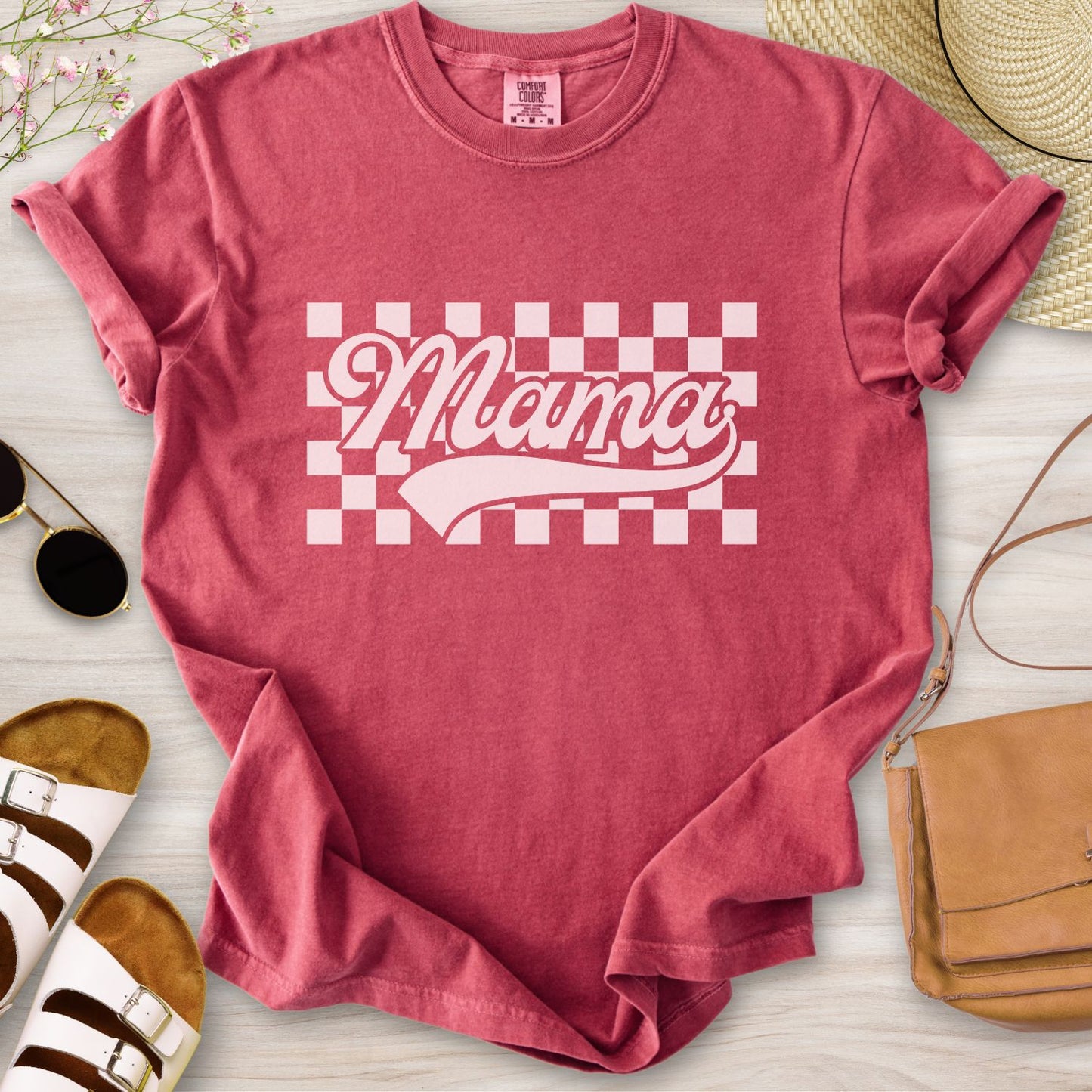 Mama Retro Checkered T-Shirt