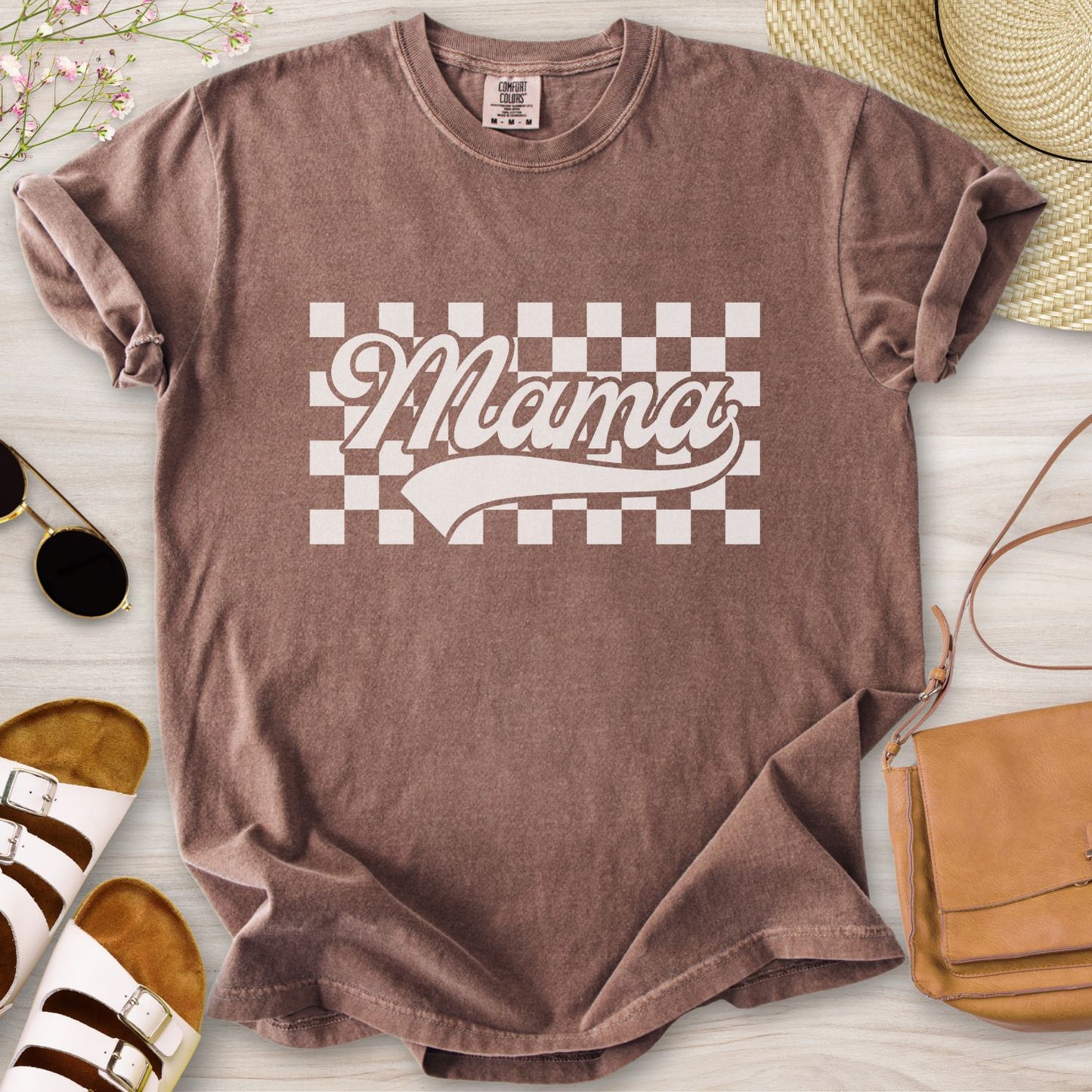 Mama Retro Checkered T-Shirt