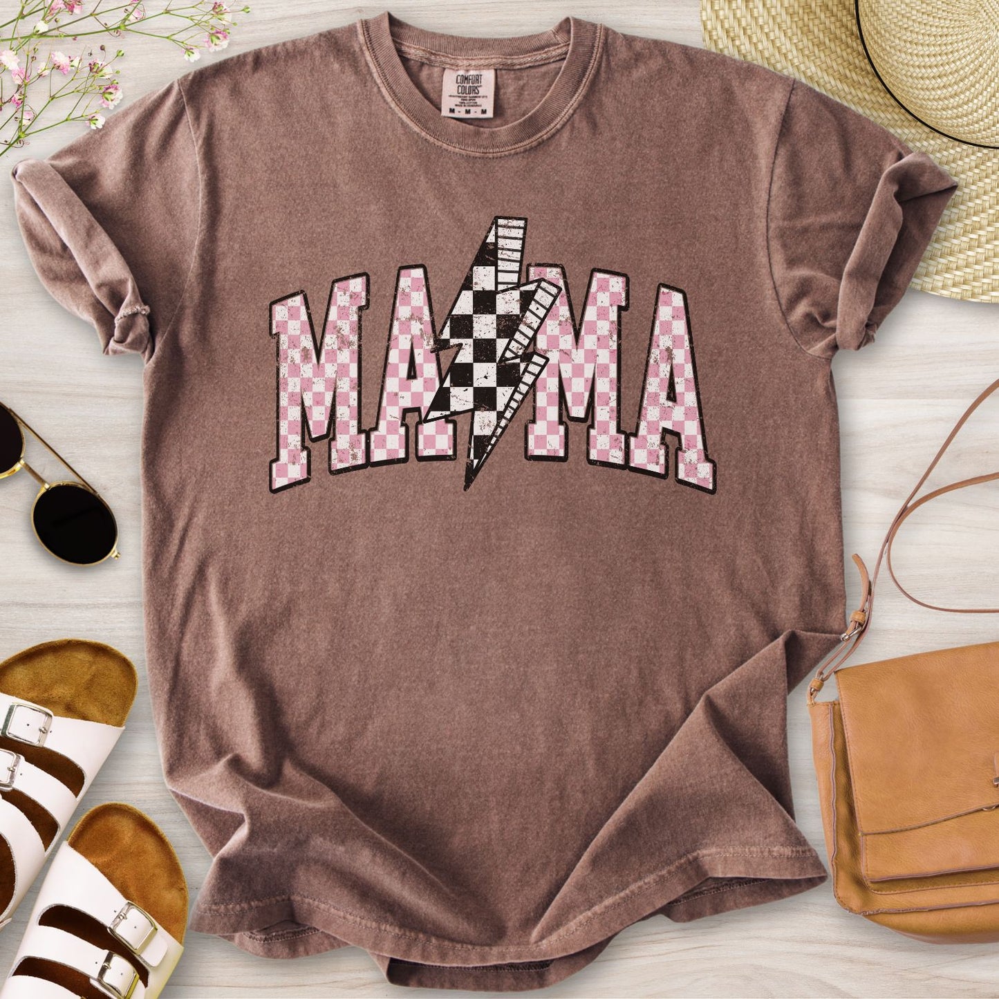 Retro Checkered Mama T-Shirt