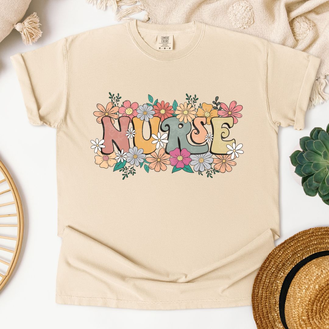Nurse Retro Floral T-Shirt