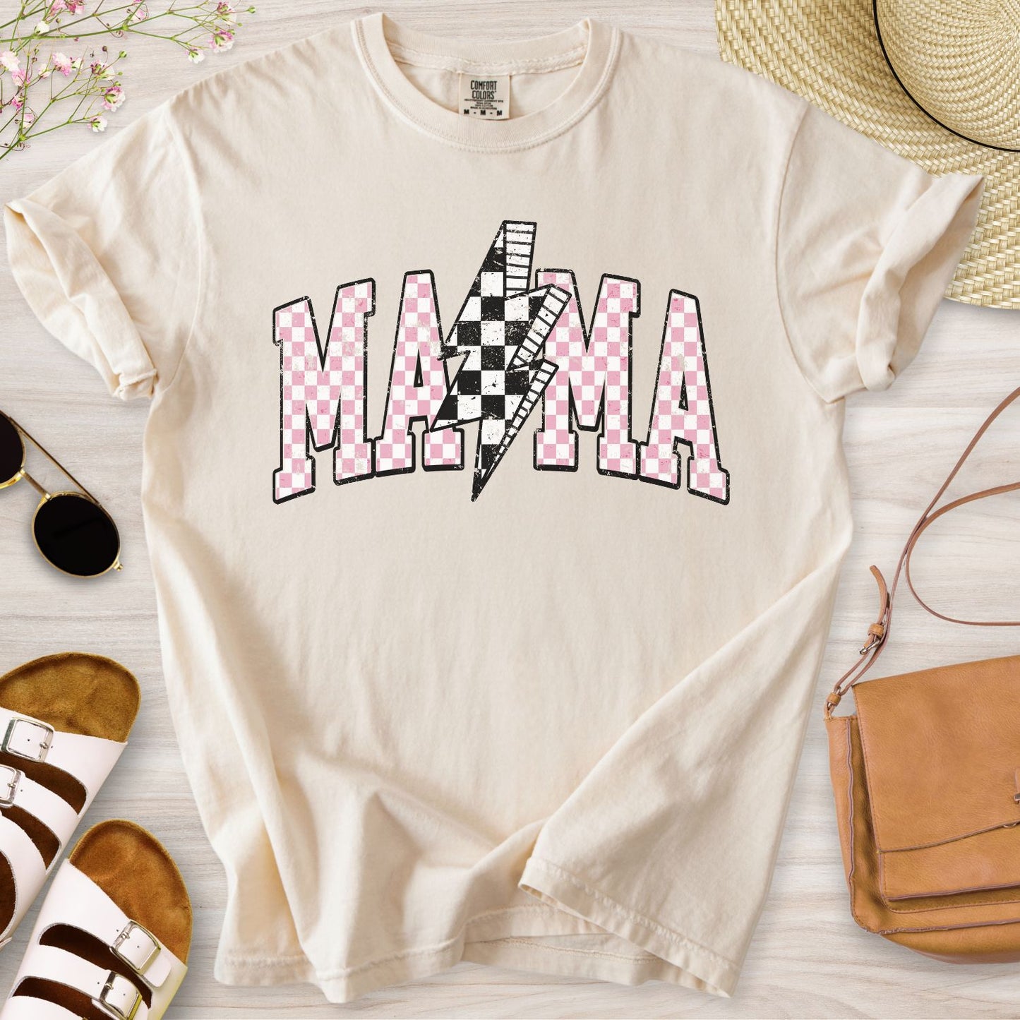 Retro Checkered Mama T-Shirt