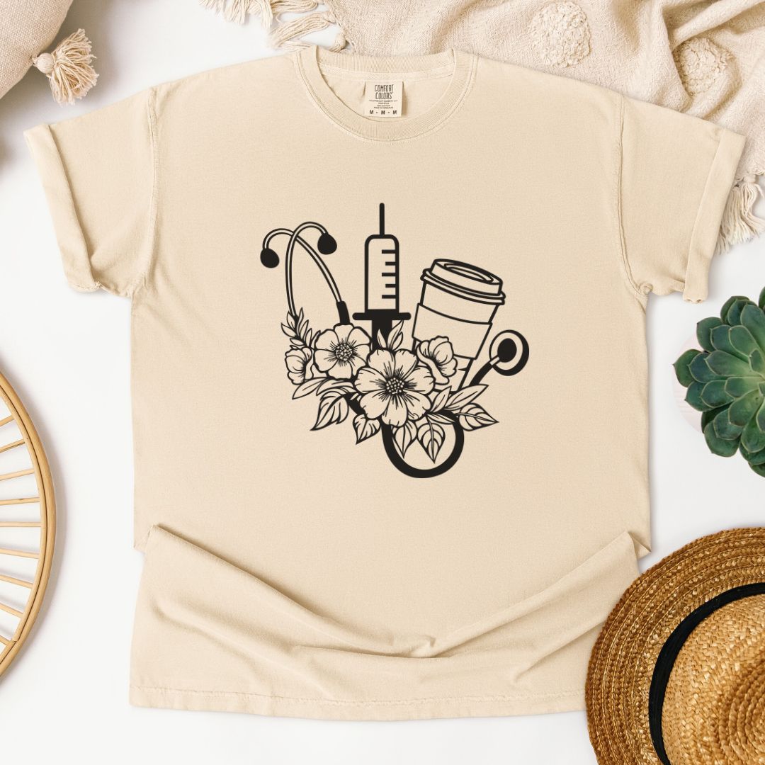 Nurse Coffee Floral T-Shirt