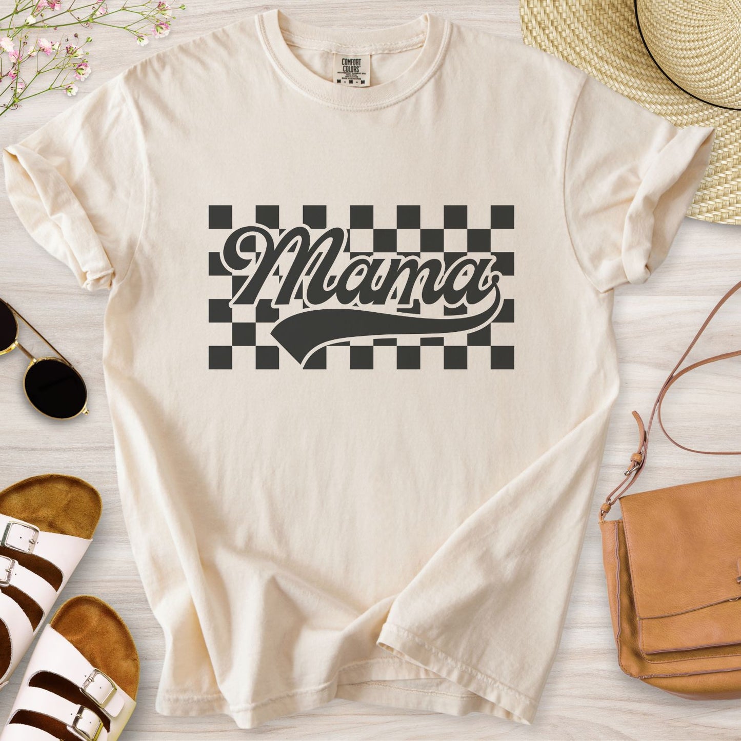 Mama Retro Checkered T-Shirt