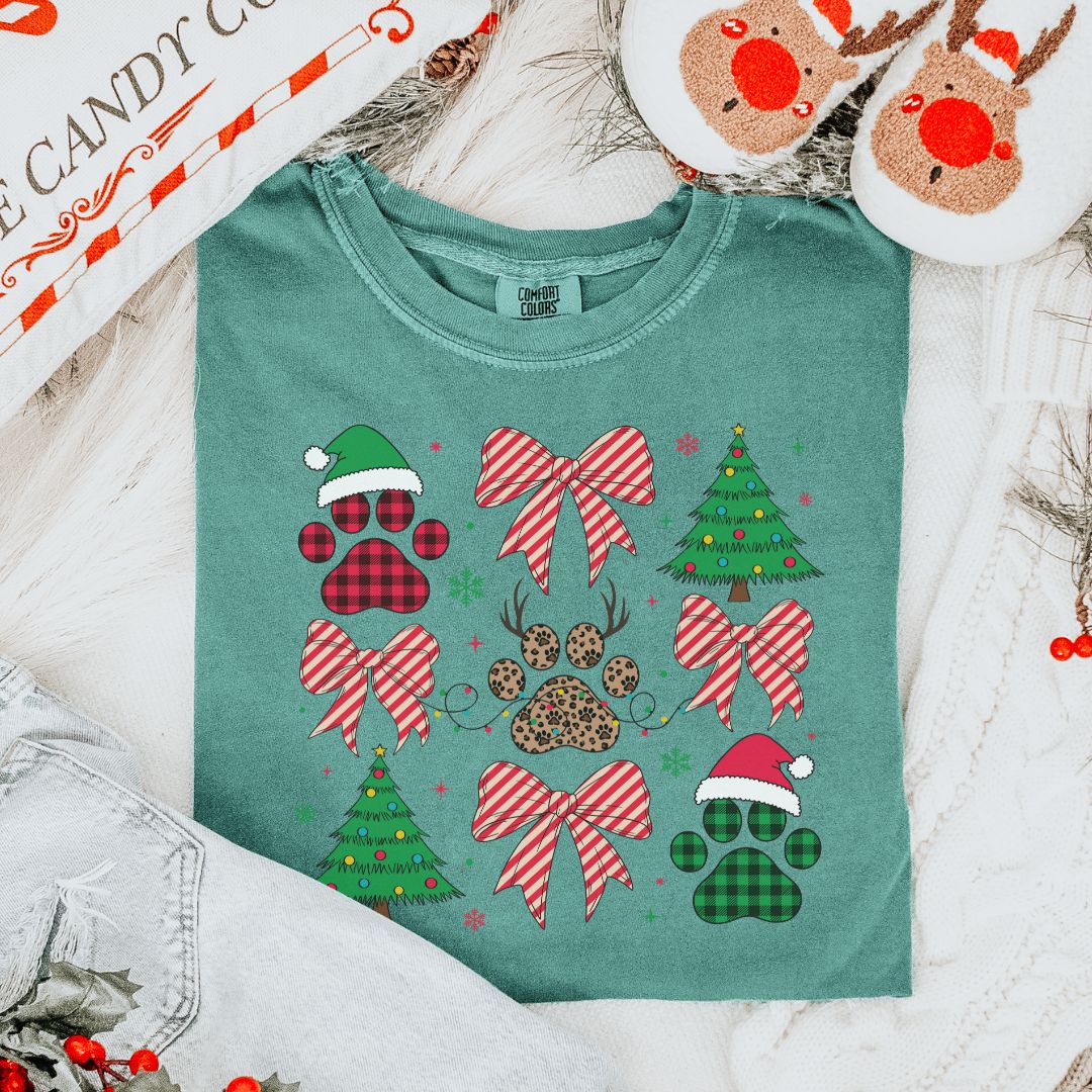 Christmas Paws Coquette T-Shirt