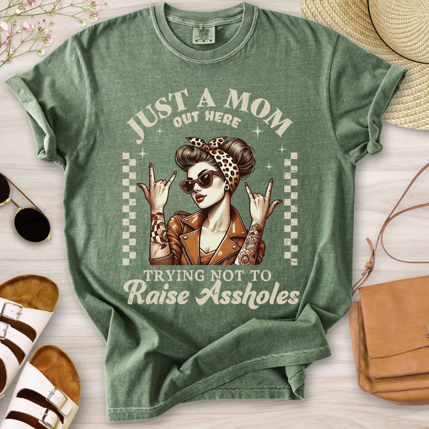 Just A Mom Out Here Funny T-Shirt