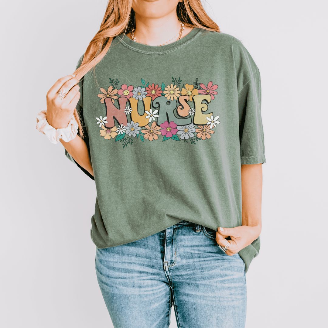 Nurse Retro Floral T-Shirt