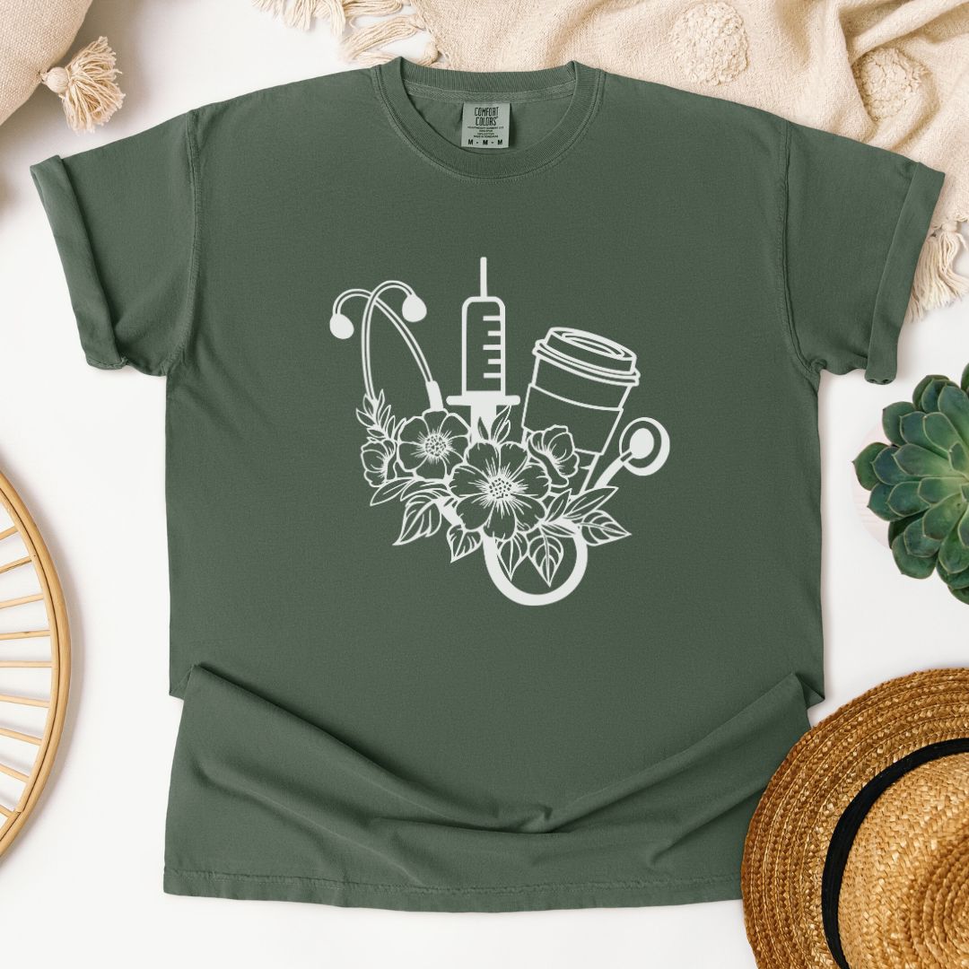 Nurse Coffee Floral T-Shirt