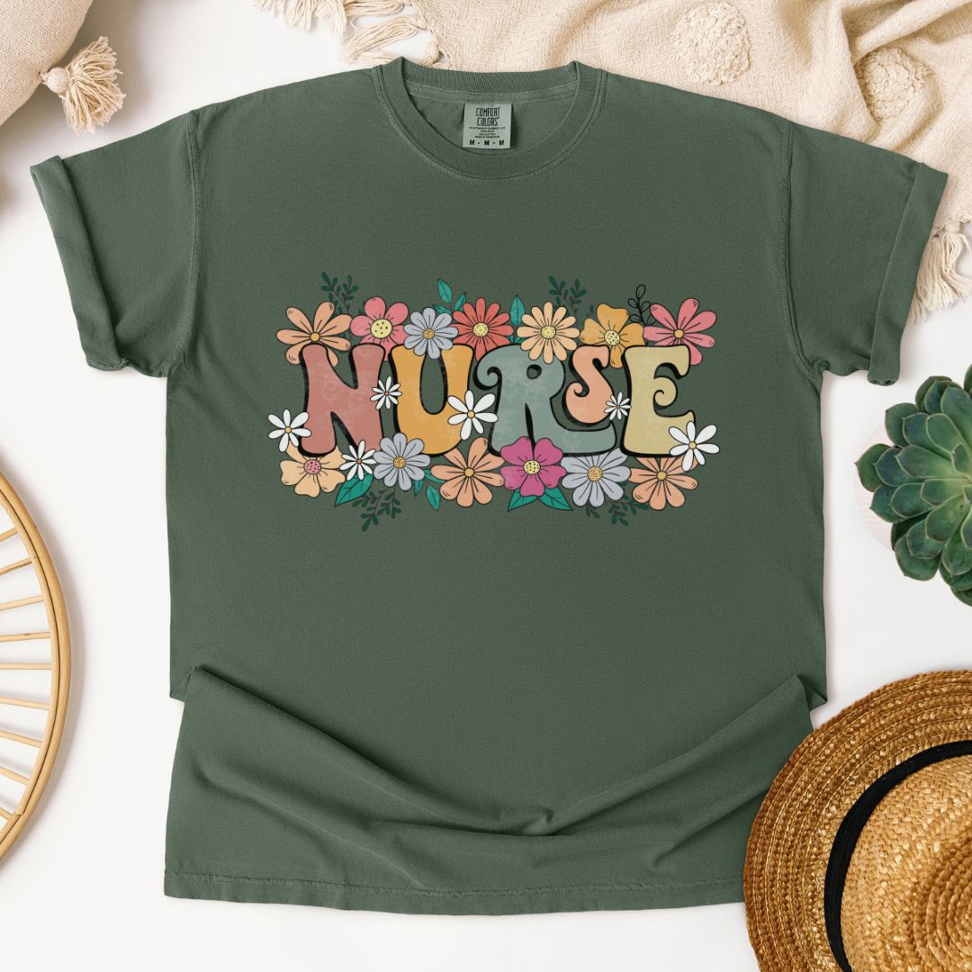 Nurse Retro Floral T-Shirt