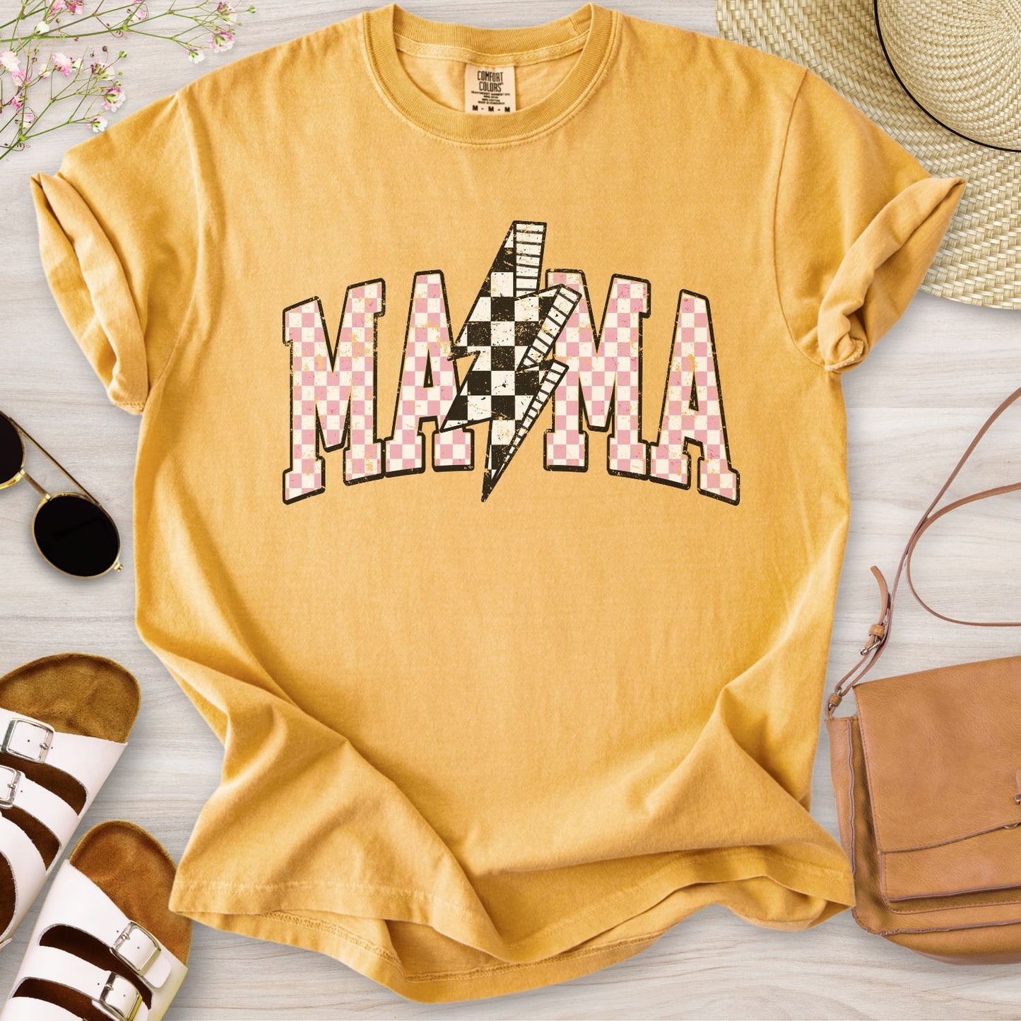 Retro Checkered Mama T-Shirt