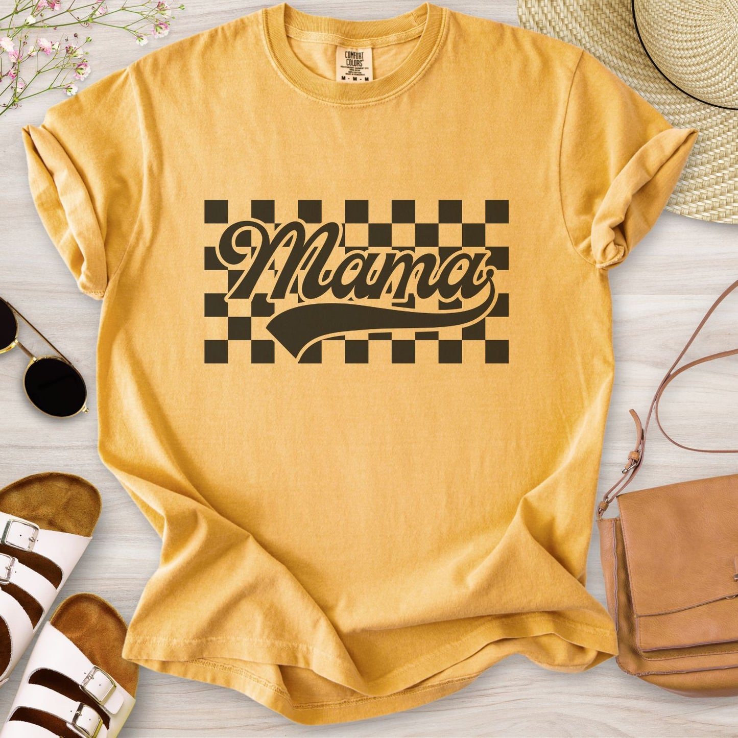 Mama Retro Checkered T-Shirt