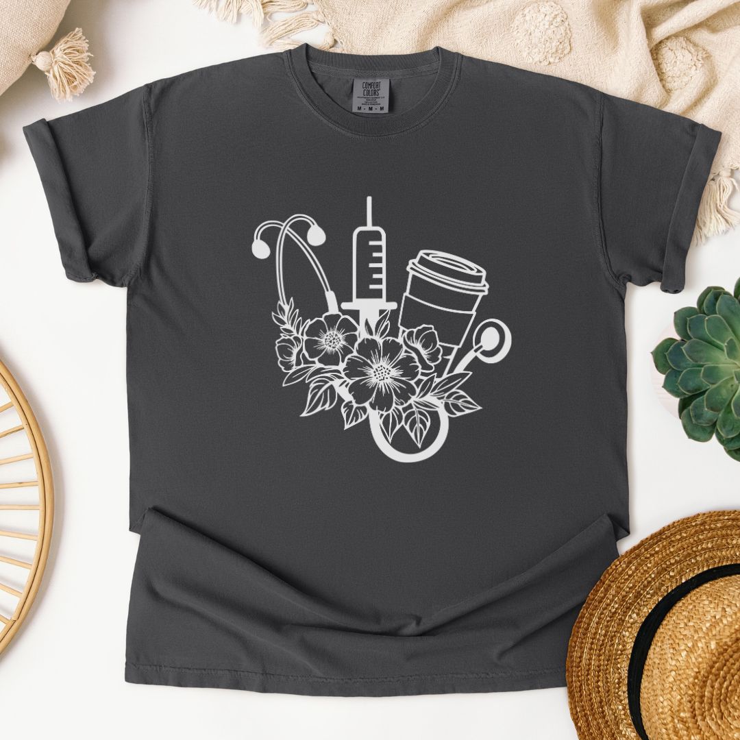 Nurse Coffee Floral T-Shirt