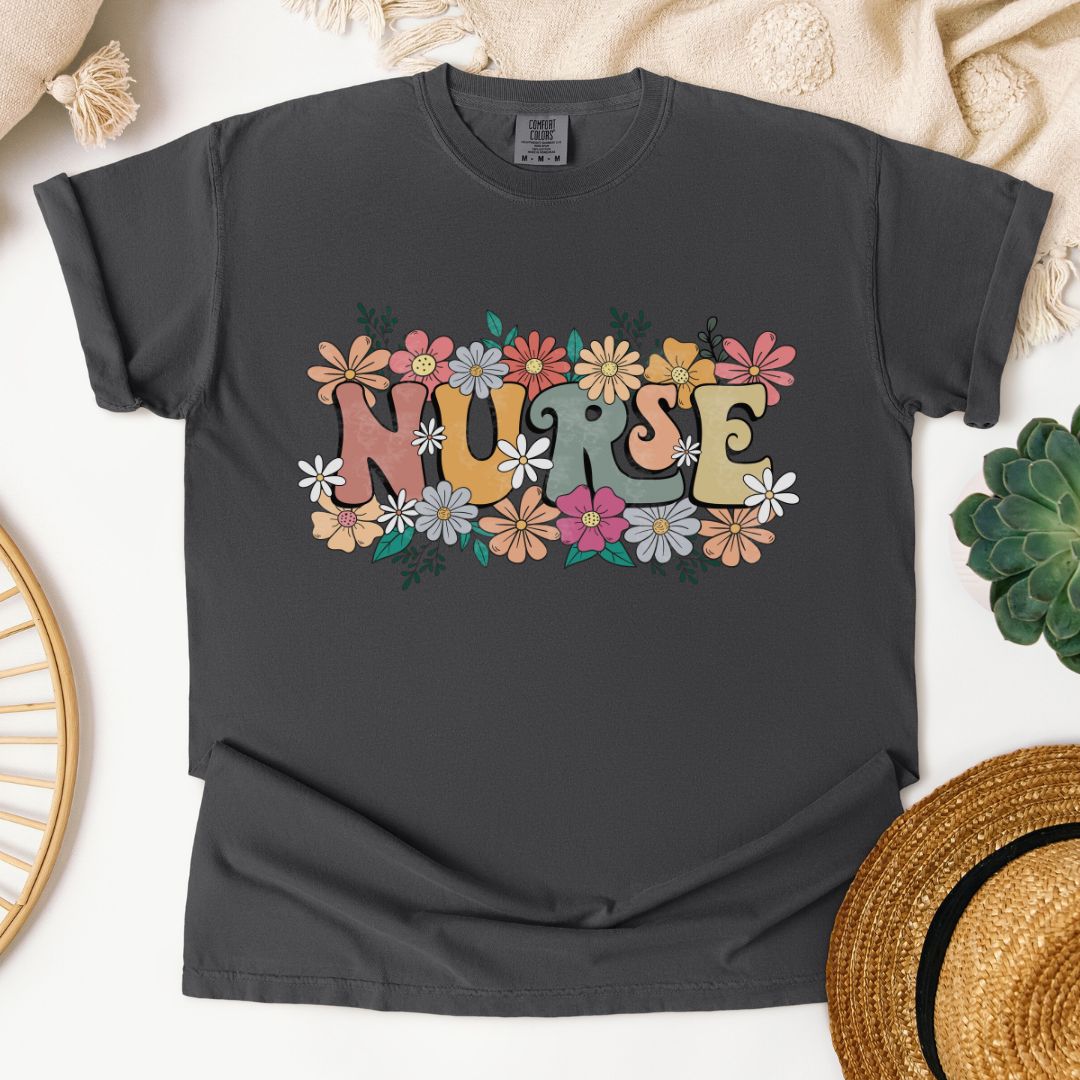 Nurse Retro Floral T-Shirt