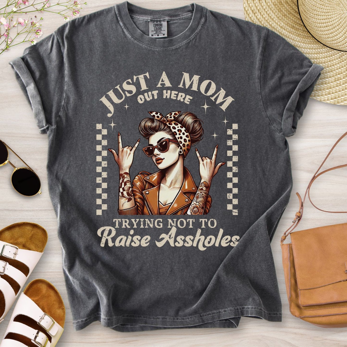 Just A Mom Out Here Funny T-Shirt