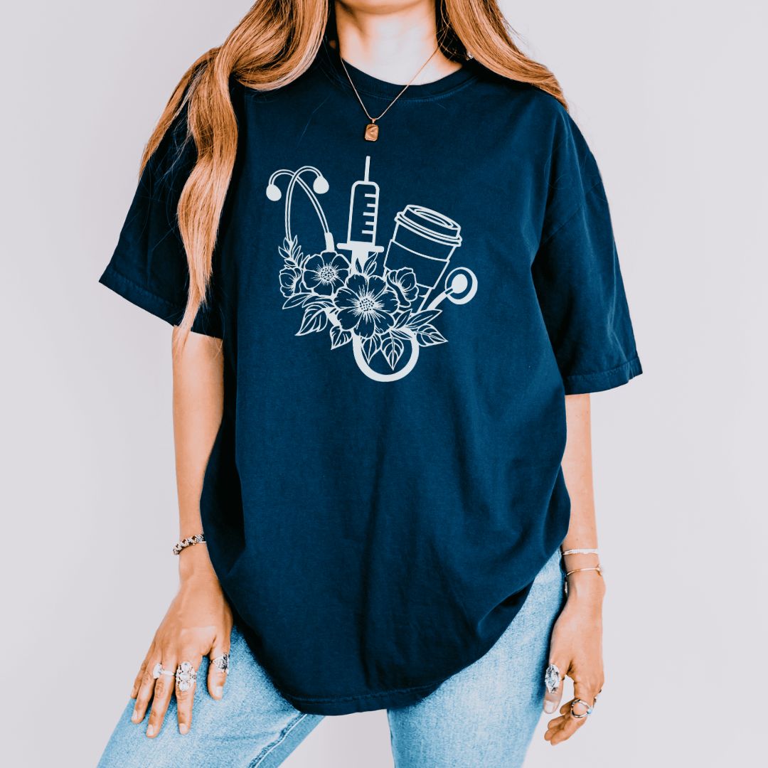 Nurse Coffee Floral T-Shirt
