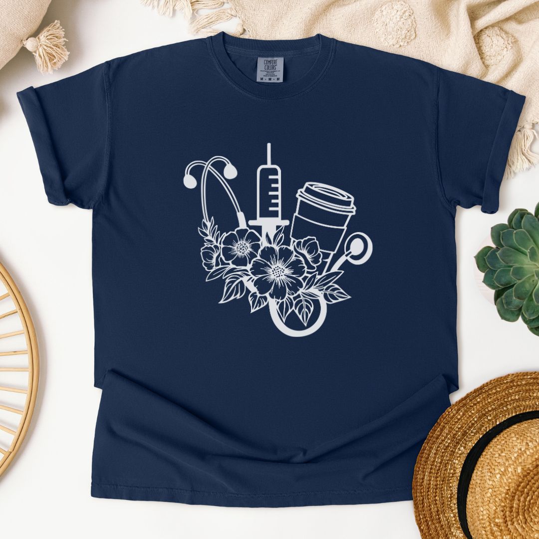 Nurse Coffee Floral T-Shirt