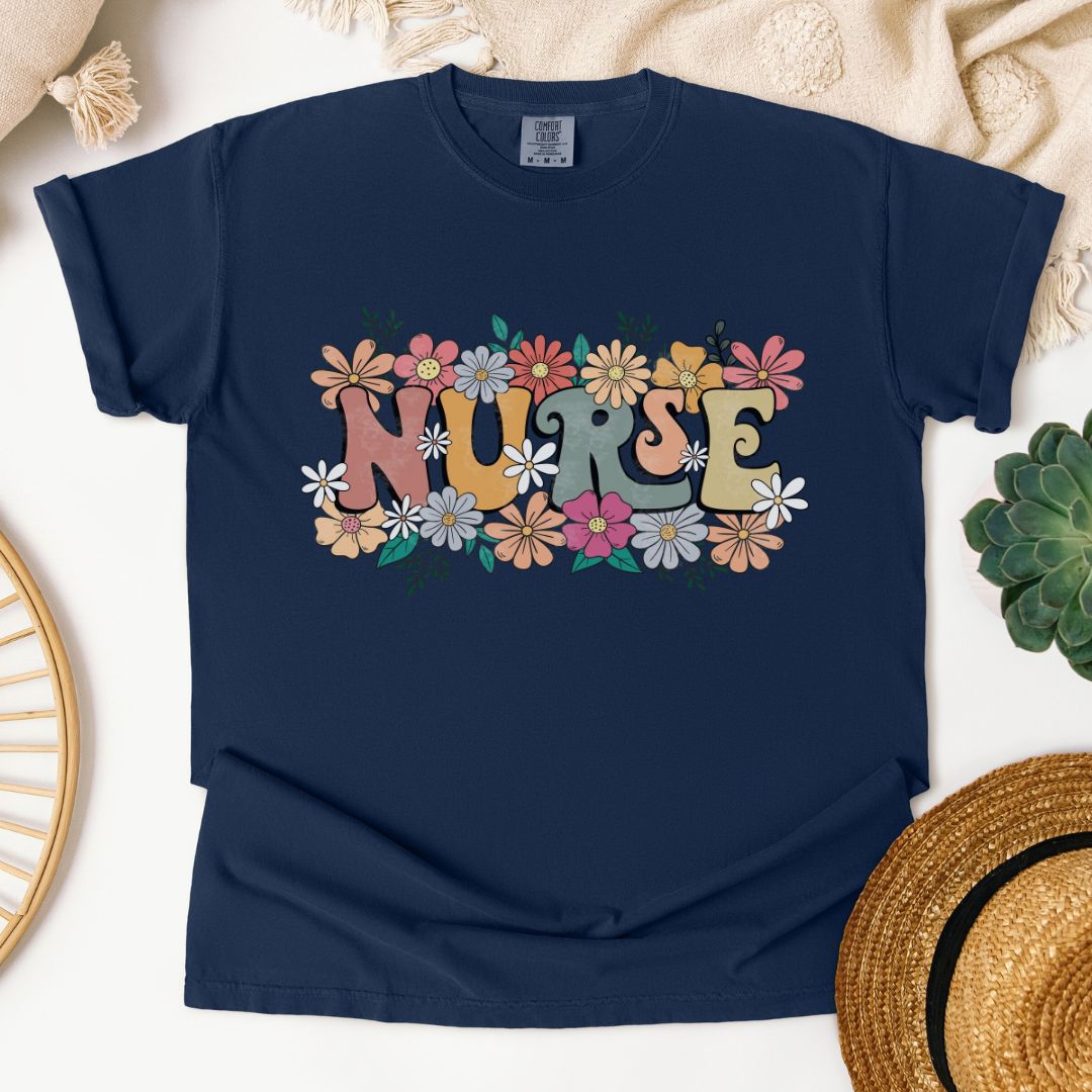 Nurse Retro Floral T-Shirt