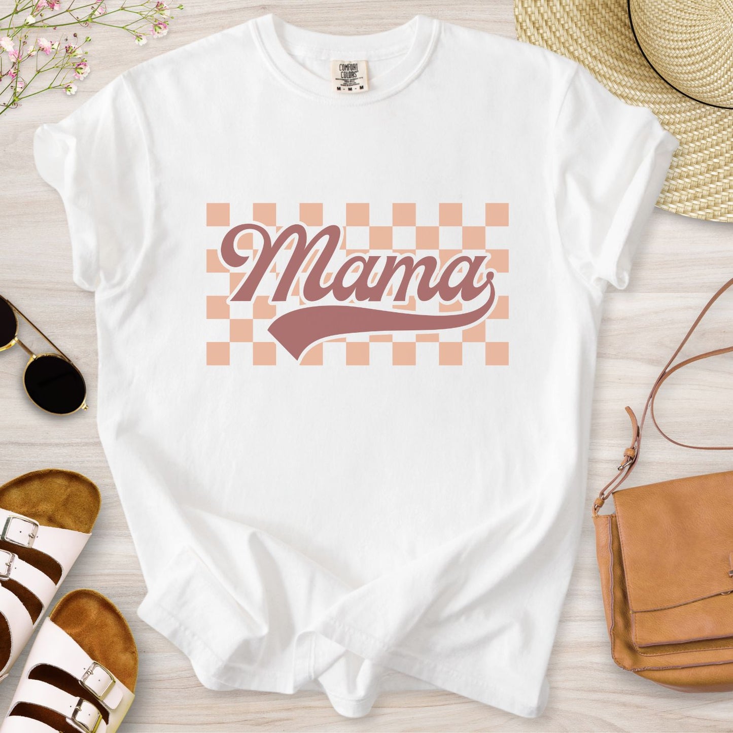 Mama Retro Checkered T-Shirt