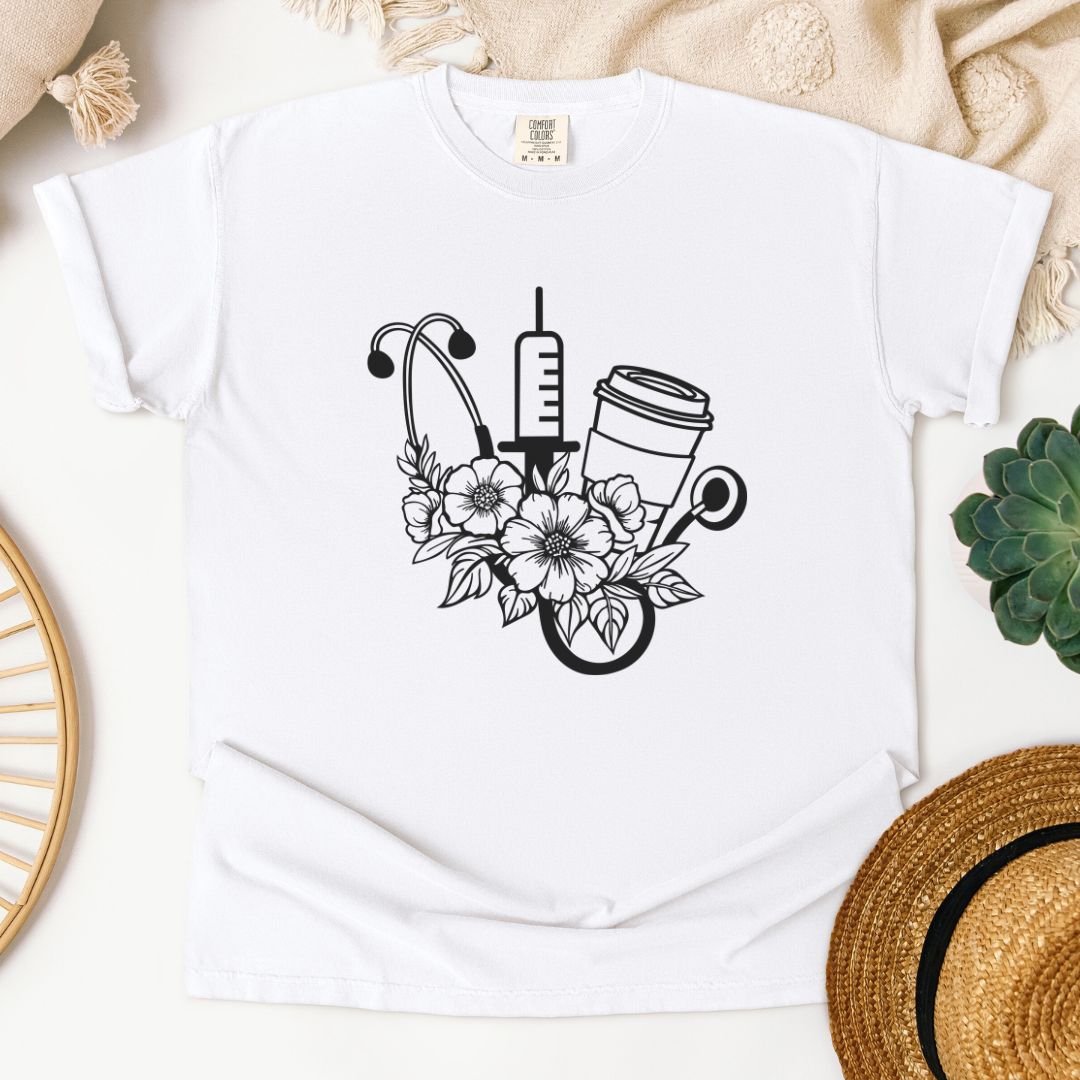 Nurse Coffee Floral T-Shirt