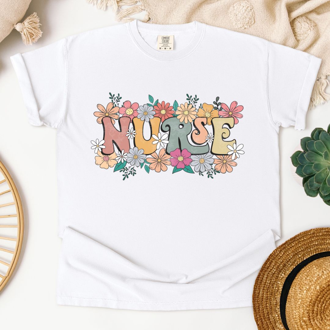 Nurse Retro Floral T-Shirt