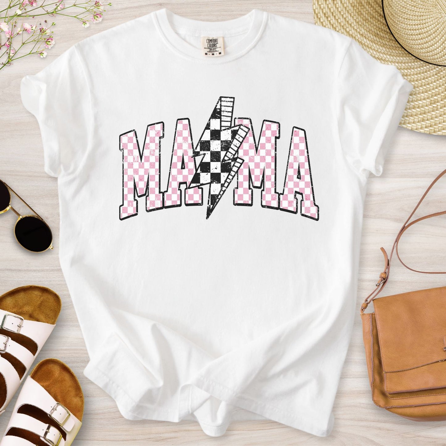 Retro Checkered Mama T-Shirt
