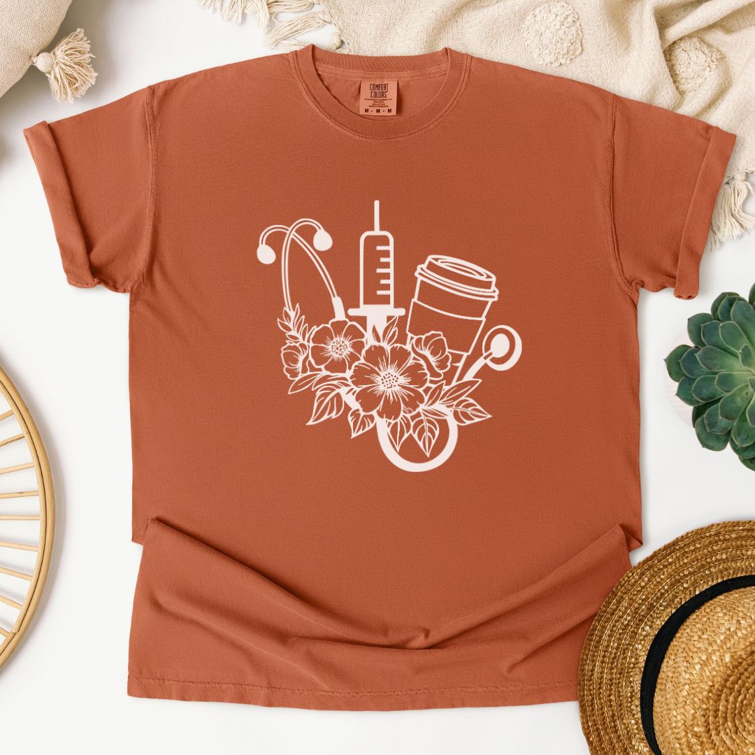 Nurse Coffee Floral T-Shirt
