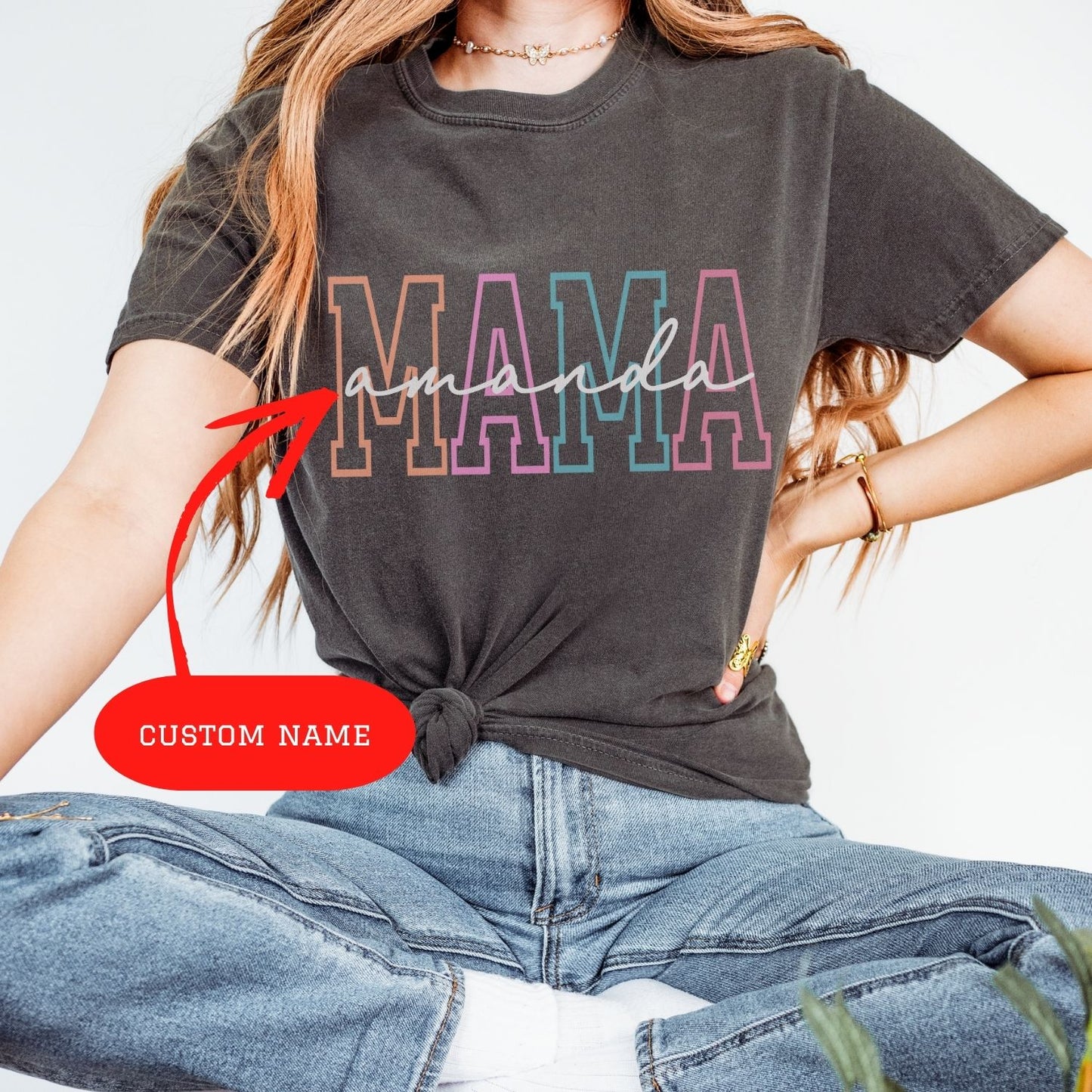 Personalized Mama Colored T-Shirt