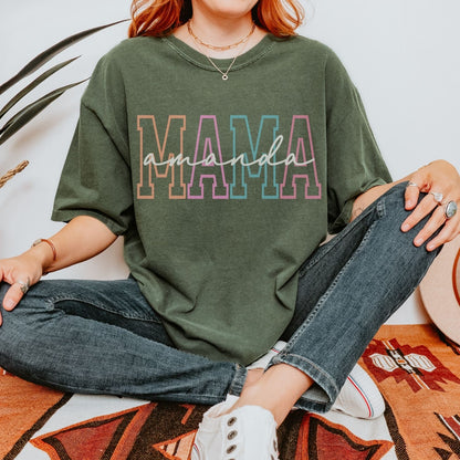 Personalized Mama Colored T-Shirt