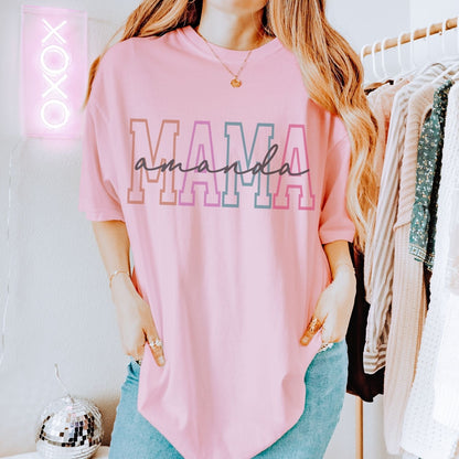 Personalized Mama Colored T-Shirt