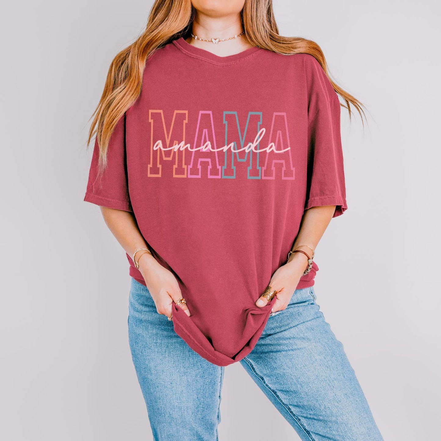 Personalized Mama Colored T-Shirt