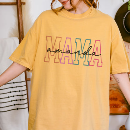 Personalized Mama Colored T-Shirt