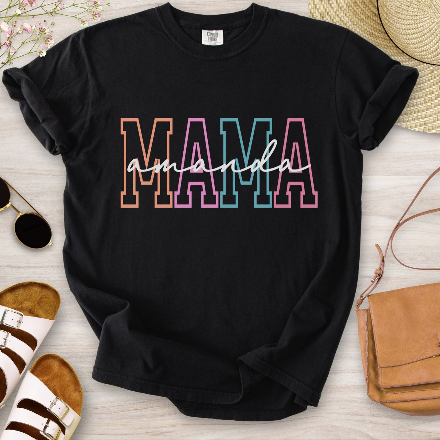 Personalized Mama Colored T-Shirt