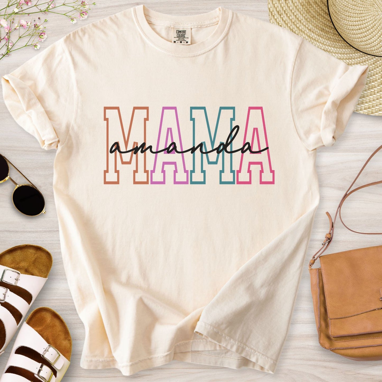 Personalized Mama Colored T-Shirt