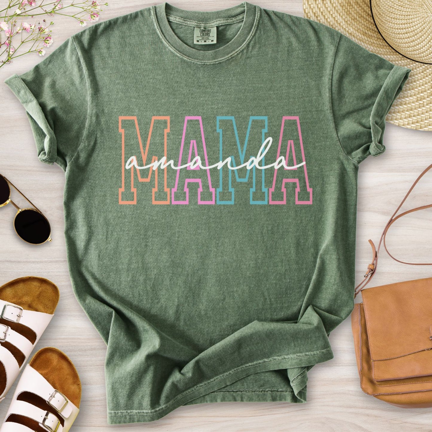 Personalized Mama Colored T-Shirt
